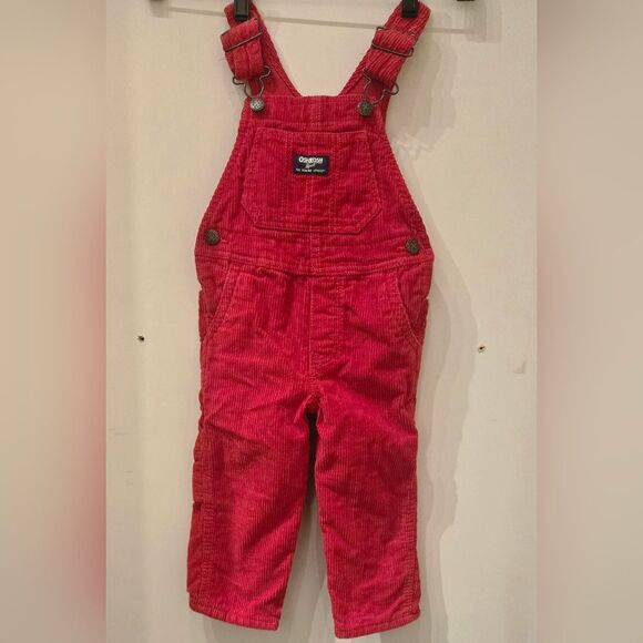 Vintage OshKosh B'gosh Red Corduroy Overalls for Kids - Picture 1 of 7